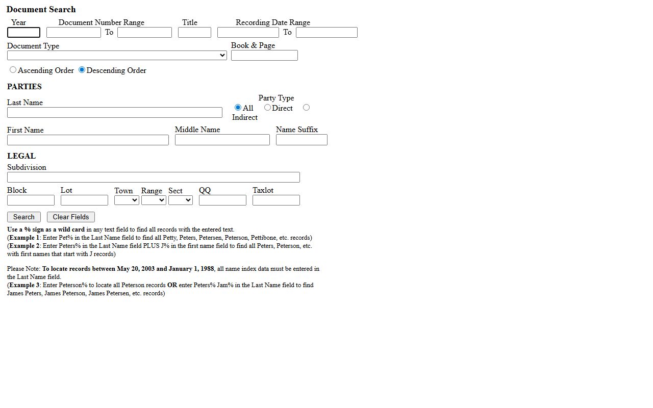 Benton County recording index for clerk records