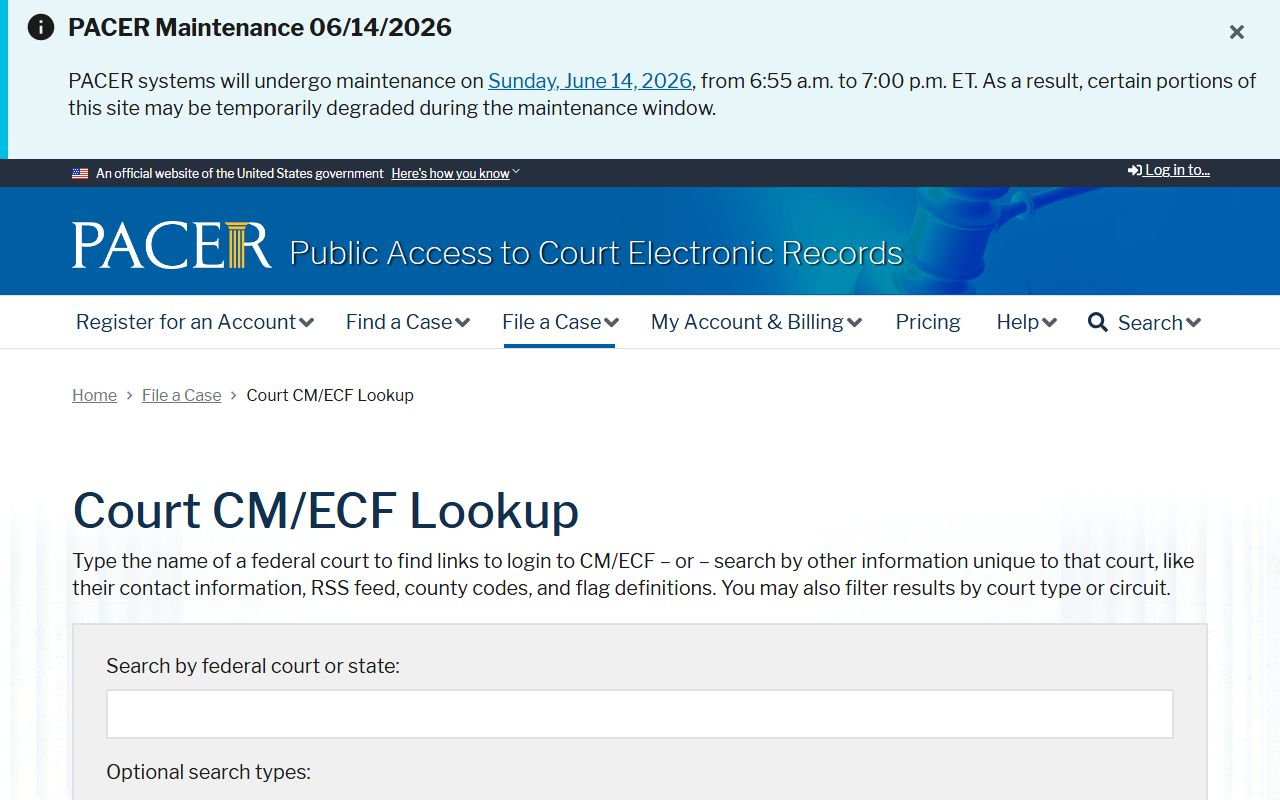Benton County court dockets federal PACER lookup