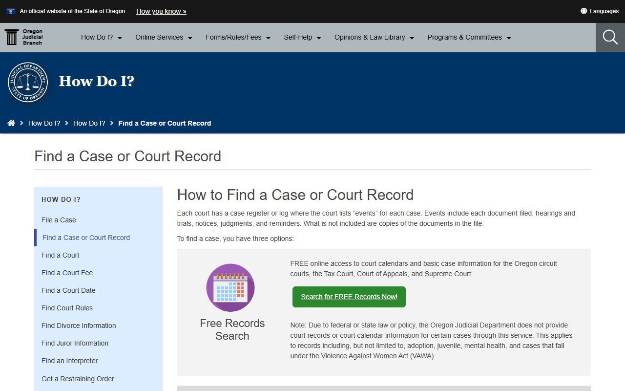 Benton County court records OJD find court records page