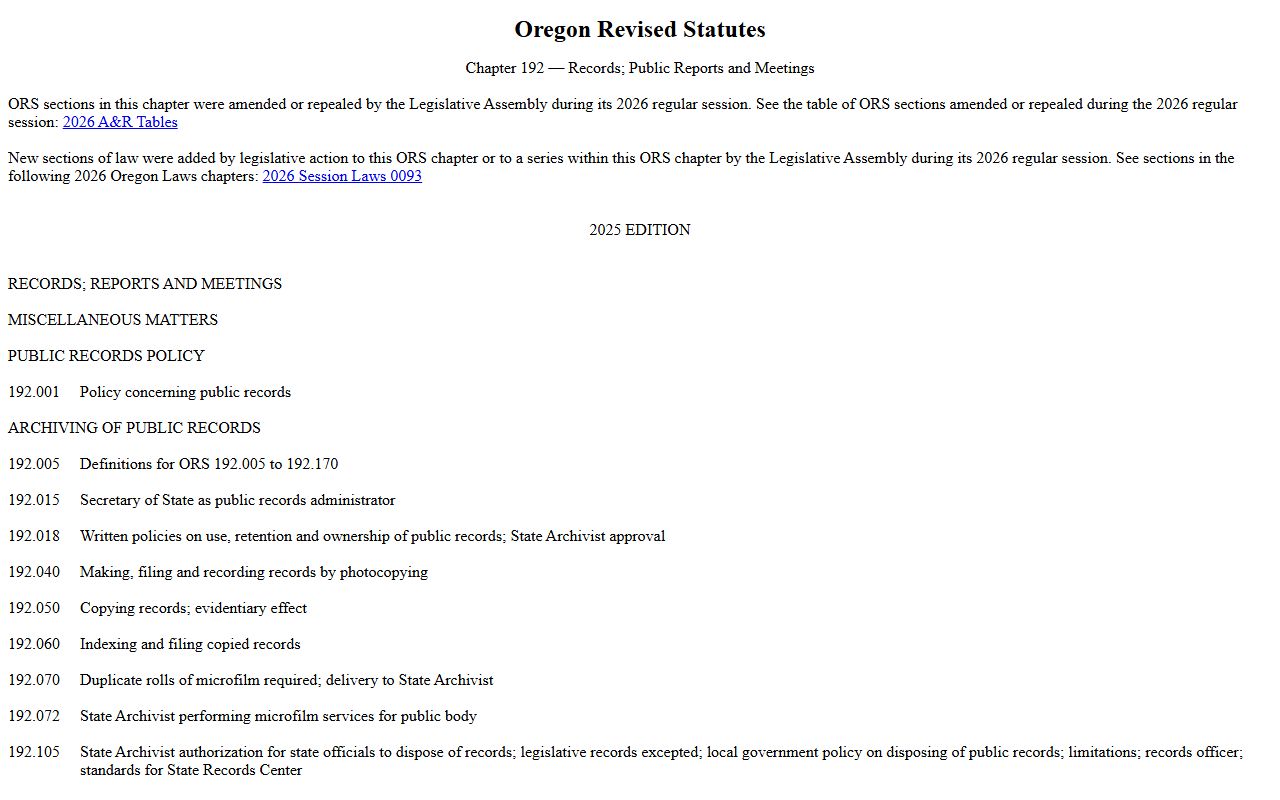 Benton County court records Oregon public records law