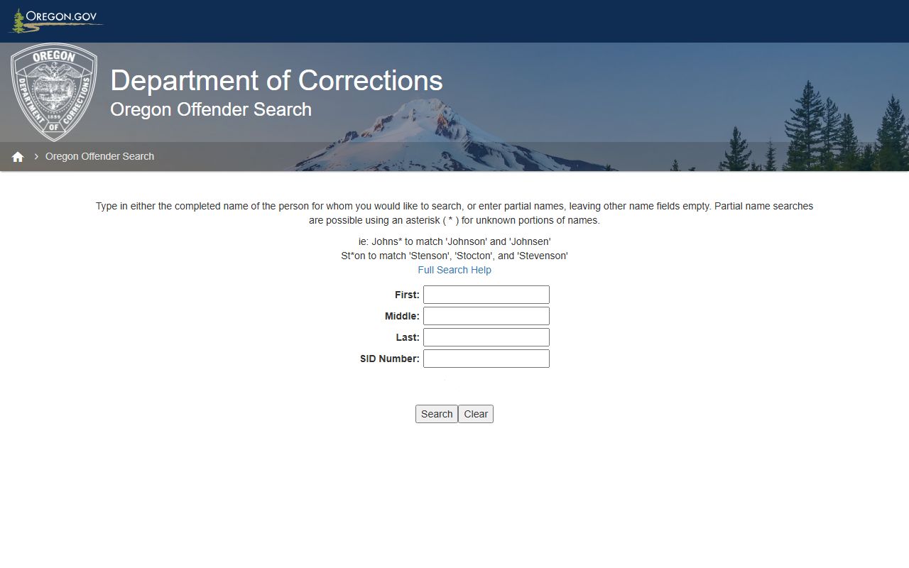 Benton County criminal court records Oregon Offender Search criteria