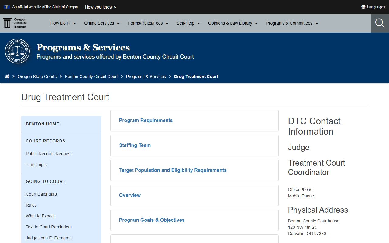 Benton County Circuit Court Drug Treatment Court program