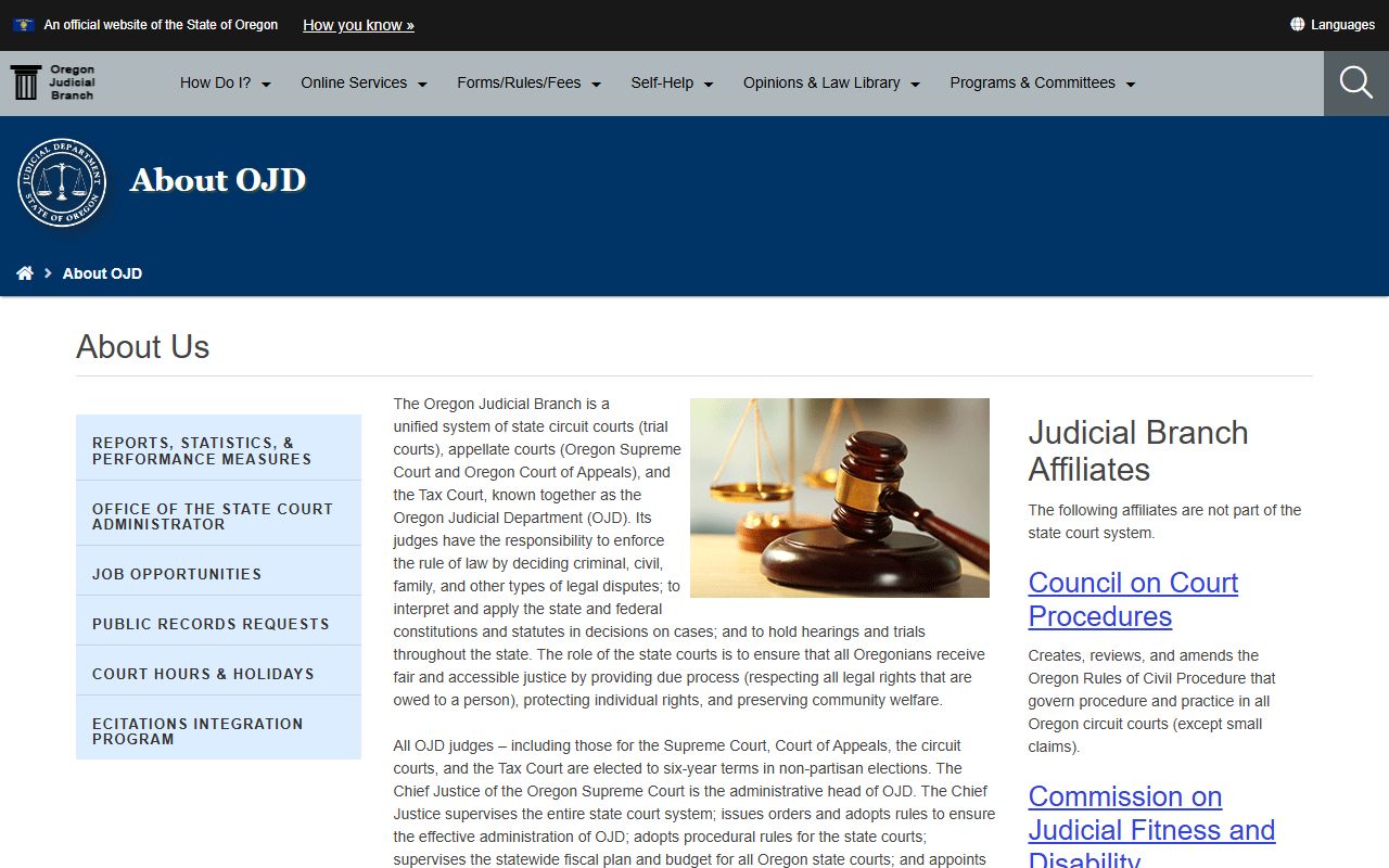 Oregon Judicial Department Benton County Circuit Court structure
