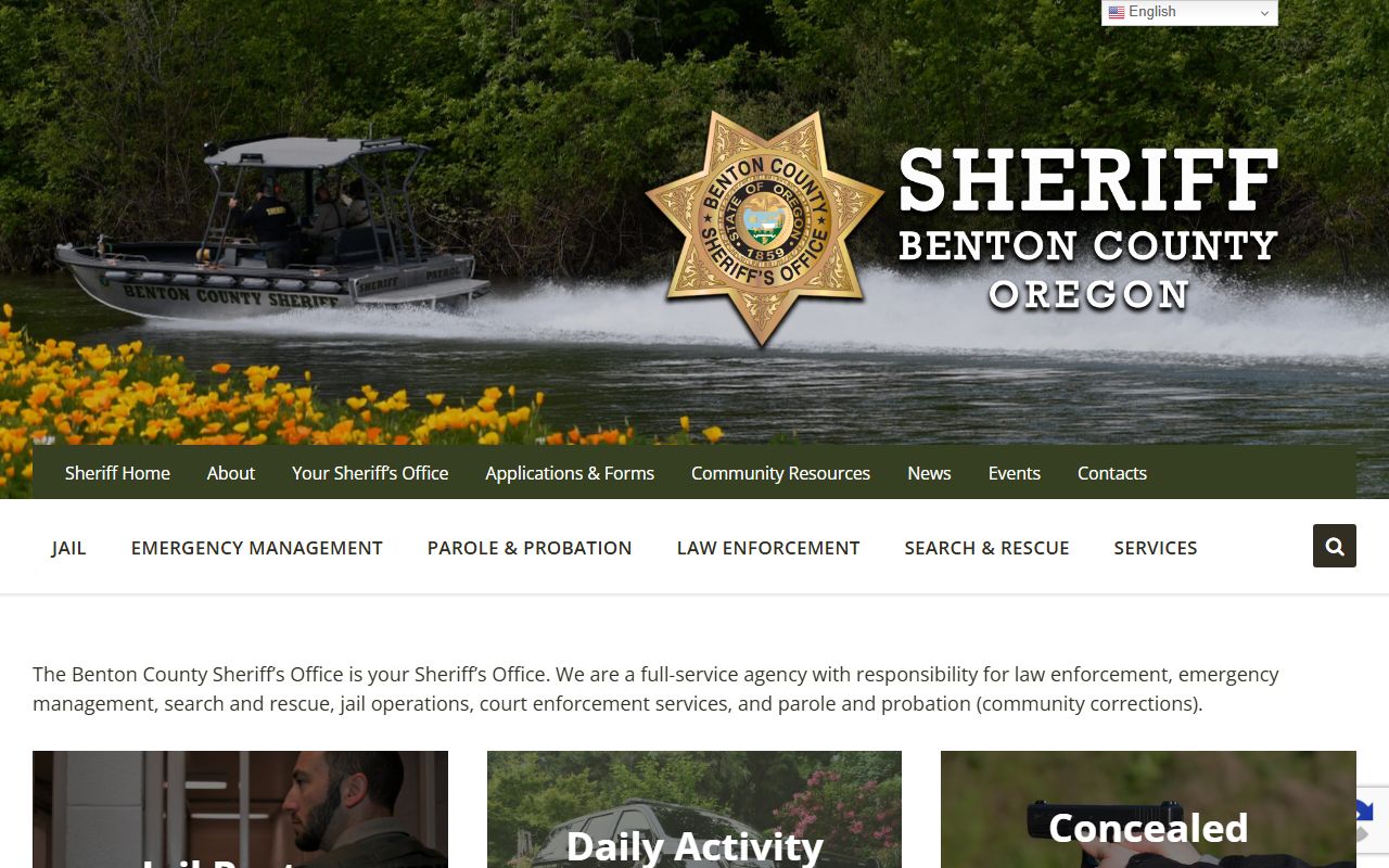 Benton County jail and sheriff records home page