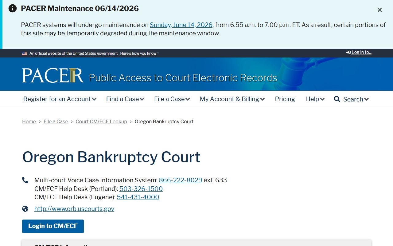 Benton County probate records PACER Oregon Bankruptcy Court listing
