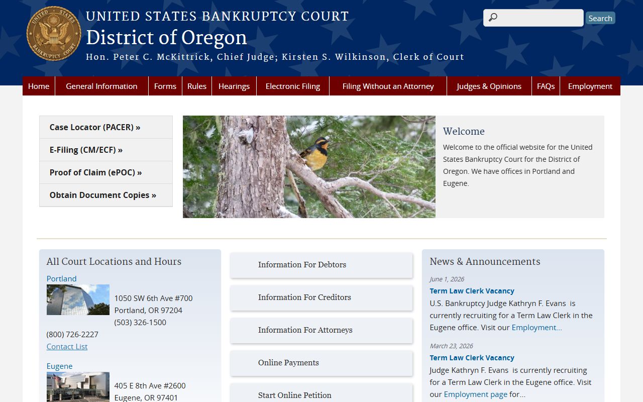 Benton County probate records U.S. Bankruptcy Court District of Oregon