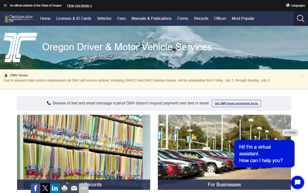 Benton County traffic court records Oregon DMV records