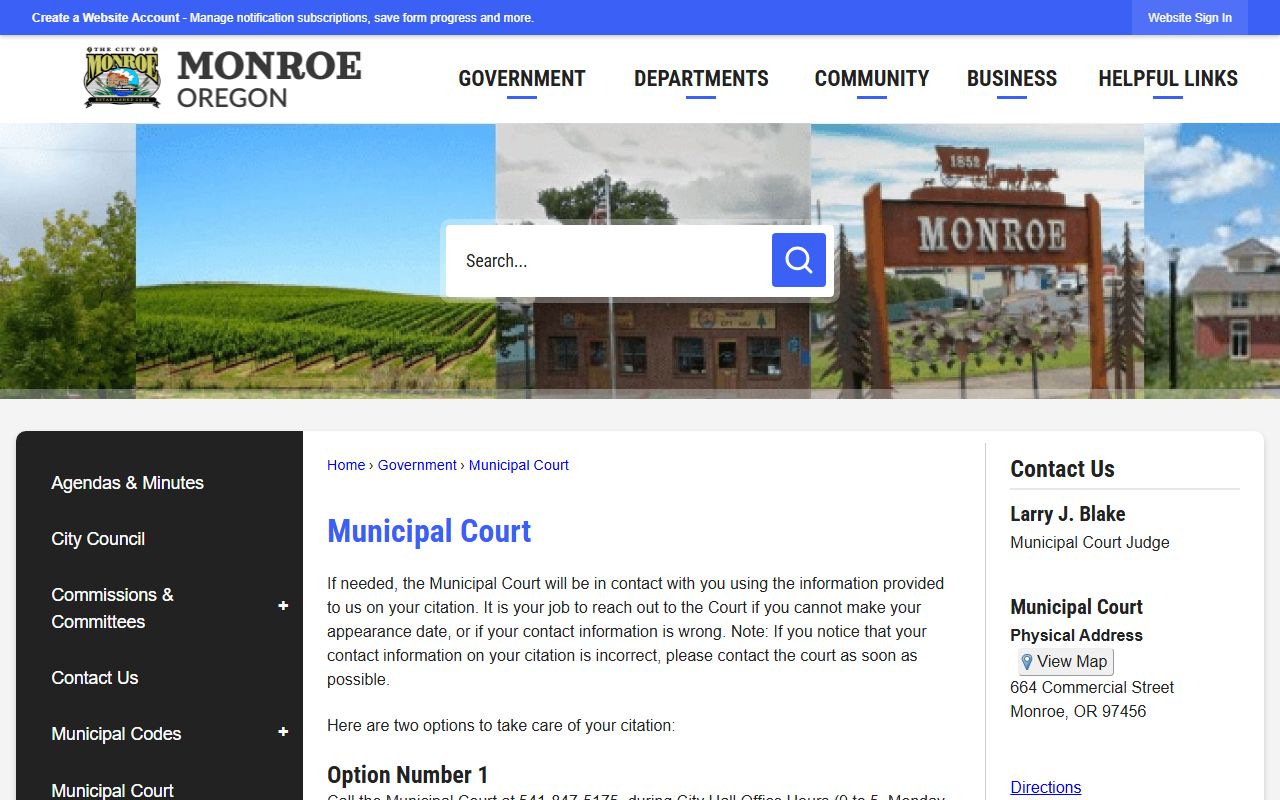 Benton County warrant search Monroe Municipal Court fallback